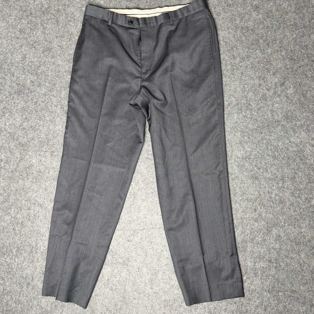 Mens Grey 100% Wool 2 Button Suit Set 42R W36 Made in USA 3510/2FP - Picture 13 of 16